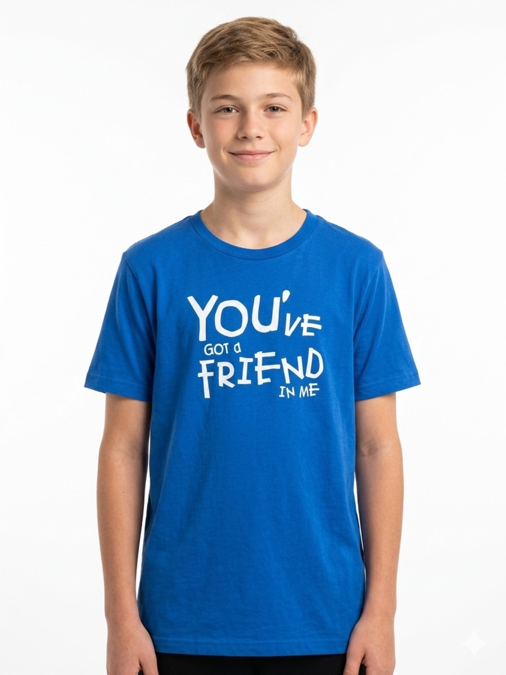 Adidas Boy'sBlue Short Sleeve Tee with White 'You've Got a Friend' Graphic SizeL
